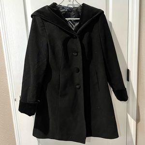 Chadwicks Black Pea Coat Trench Coat With Hood